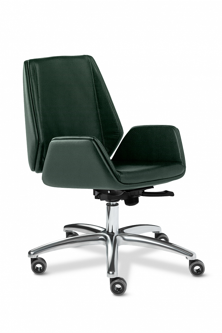 Кресло руководителя MULTI-OFFICE Сиена хром B (Siena Chrome B) кожа темно-зеленый