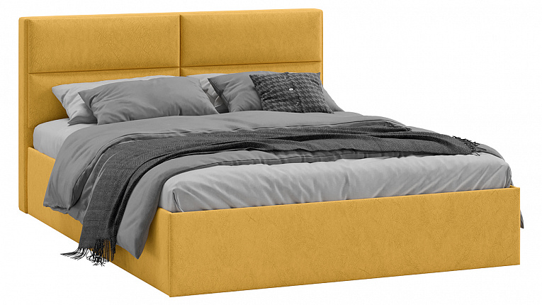 Кровать с подъемным механизмом Глосс Трия Тип 1 с заглушиной Микровелюр Wellmart Yellow 1400x2000