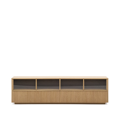Сервант La forma Helvine 4 дверцы 2 ящика шпон дуба и закаленное стекло 209199