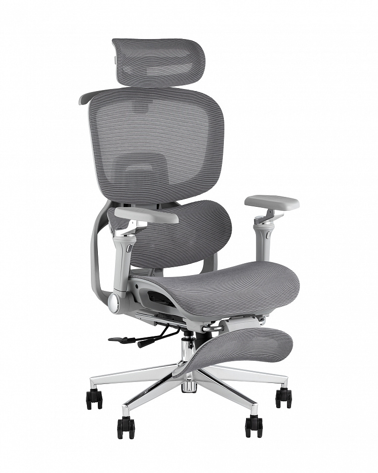 Кресло офисное TopChairs Prodigy с оттоманкой серый