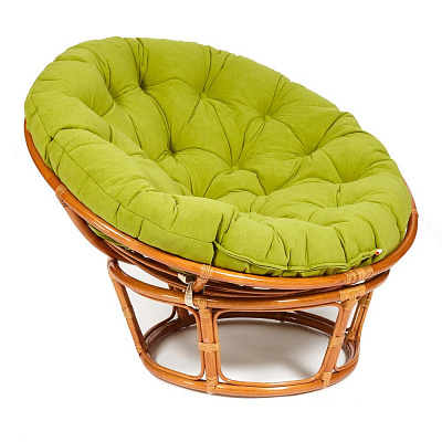 Кресло PAPASAN / ПАПАСАН 23/01 W с подушкой коньяк флок олива