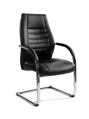 Кресло офисное NORDEN Лорд CF черная экокожа хром полозья C1802 CF black
